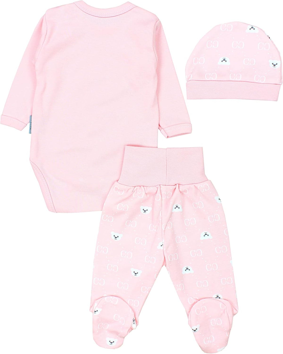 TupTam Baby Mädchen Jungen Bekleidungsset Langarmbody Hose Mütze mit Aufdruck Spruch 3 teilig 56 Bär