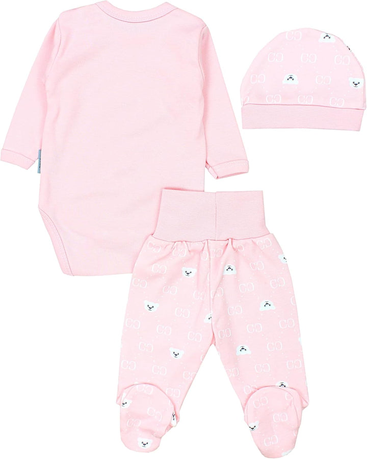 TupTam Baby Mädchen Jungen Bekleidungsset Langarmbody Hose Mütze mit Aufdruck Spruch 3 teilig 56 Bär