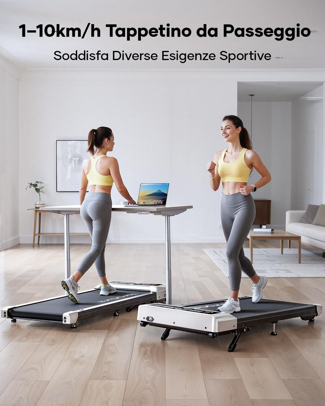 Laufband für Zuhause mit 10% Neigung, 1-10km/h unter den Schreibtisch Walking pad, 3.0HP Leiser Moto