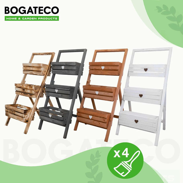BOGATECO Set mit 3 Blumentöpfen auf einem Ständer 110cm | 3er Set Blumentopf Pflanzkübel 40x18cm | H