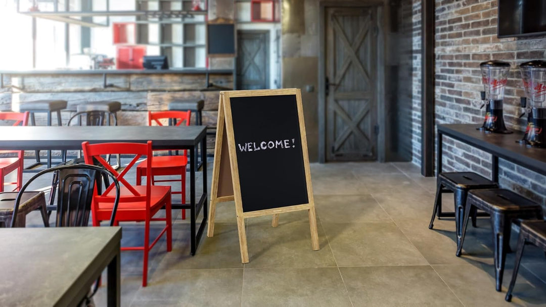 ALLboards Kundenstopper mit naturlackierten Holzrahmen 118x61cm, Werbetafel, Gehwegaufsteller, Aufst