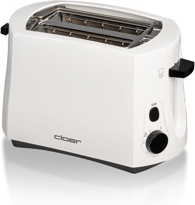 Cloer 331 Cool-Wall-Toaster, 825 W, für 2 Toastscheiben, integrierter Brötchenaufsatz, Krümelschubla