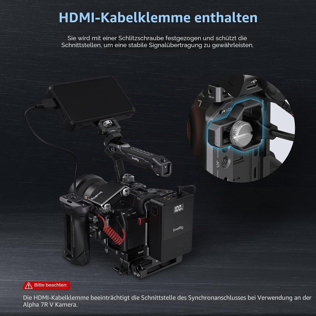 SMALLRIG A7 IV Cage Käfig mit Oberem Griff, HDMI Kabelklemme und Seitlichem Handgriff, Erweitertes K