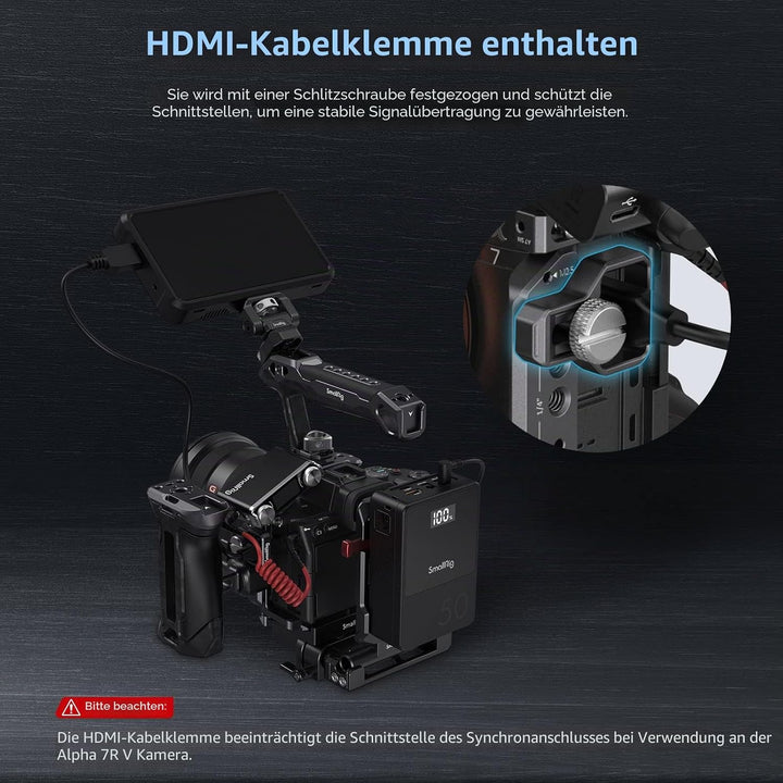 SMALLRIG A7 IV Cage Käfig mit Oberem Griff, HDMI Kabelklemme und Seitlichem Handgriff, Erweitertes K