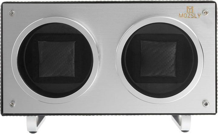 MOZSLY Doppel Uhrenbeweger für Automatik-Uhren mit leisem Motor 12 Rotationsmodi Einstellung Leder S