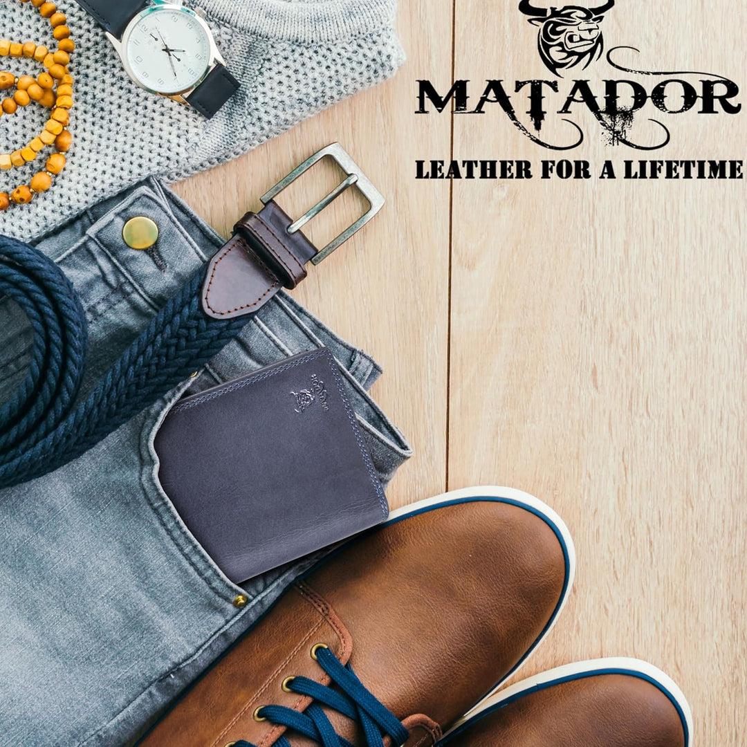 MATADOR Geldtasche Herren Leder #Toronto mit edler Geschenk Box, Elegante RFID Geldbörse, Luxus Port