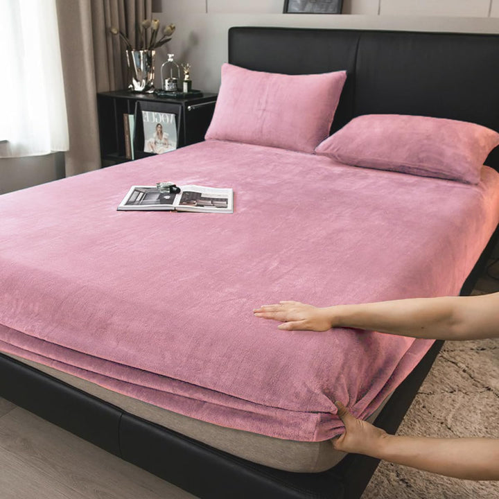 Boqingzhu Flauschige Plüsch Spannbettlaken 200x200cm Rosa Altrosa Fleece Flanell Cashmere Touch Span