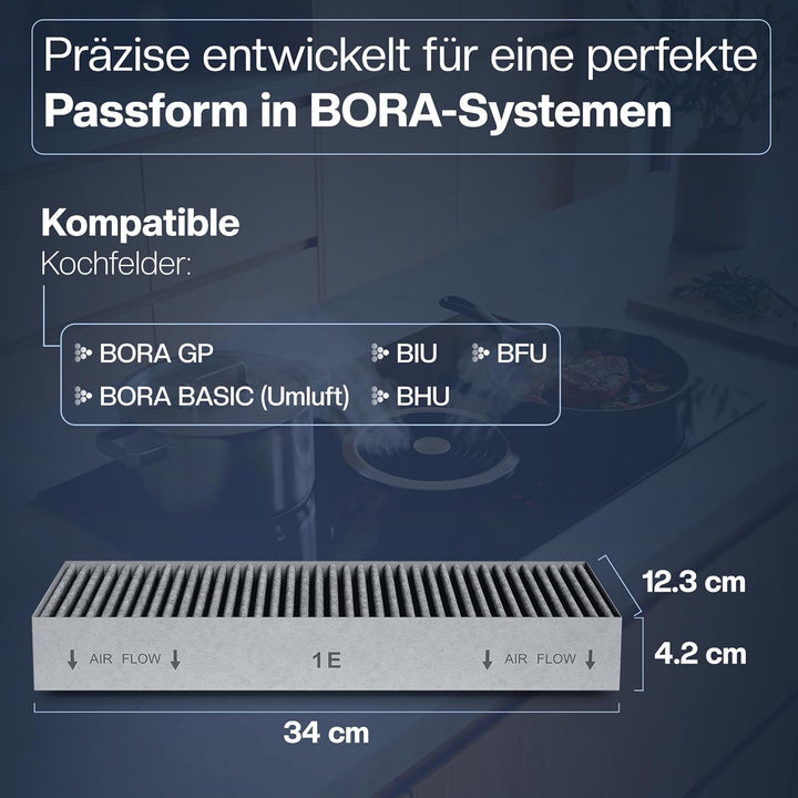 2 Filter für BORA Basic & GP4 [BHU, BIU, BFIU] Umluft Kochfeldabzug – Ersetzt BAKFS – Aktivkohlefilt