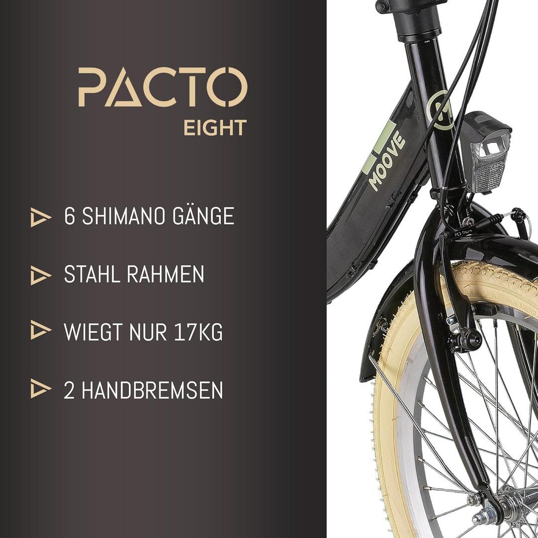 PACTO-Eight Hochwertiges Faltrad 27cm Stahlrahmen 20 Zoll Doppelwandige Aluminiumfelgen 6 Gang Shima