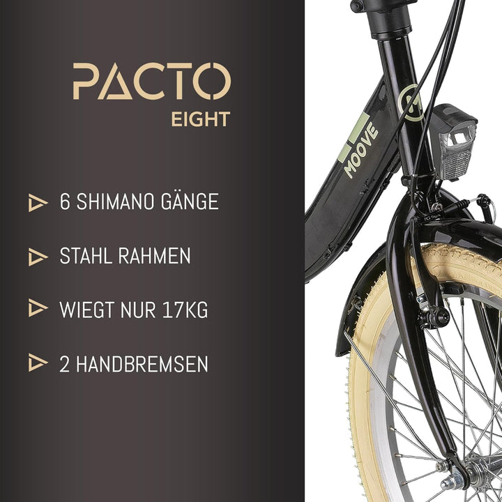 PACTO-Eight Hochwertiges Faltrad 27cm Stahlrahmen 20 Zoll Doppelwandige Aluminiumfelgen 6 Gang Shima