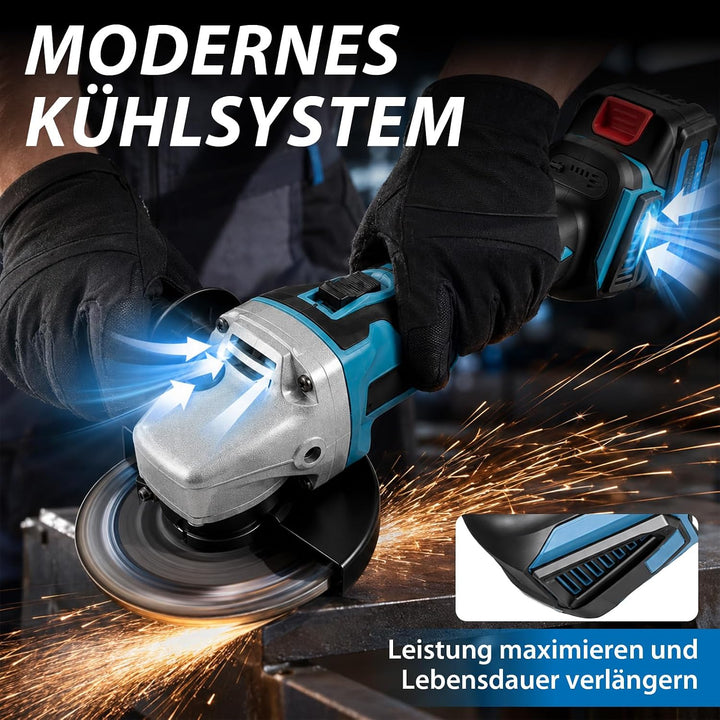 Flex Winkelschleifer,Ersatz für Makita,Akku 18v,125mm Trennschleifer | 8500U/min,3 Trennscheiben, mi