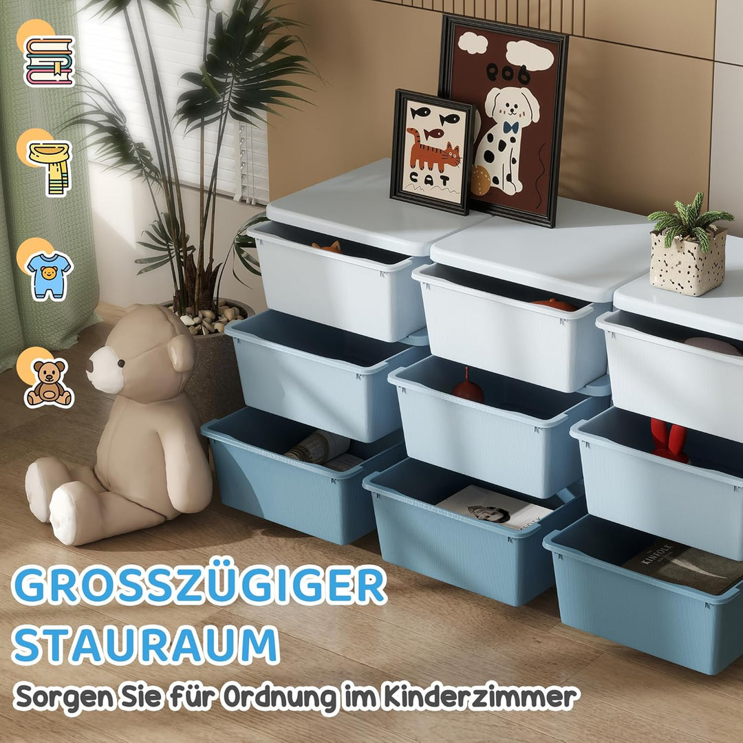 HOMCOM Schubladenschrank für Kinder mit Stauraum Aufbewahrungsboxen Spielzeug-Organizer Spielzeugkis