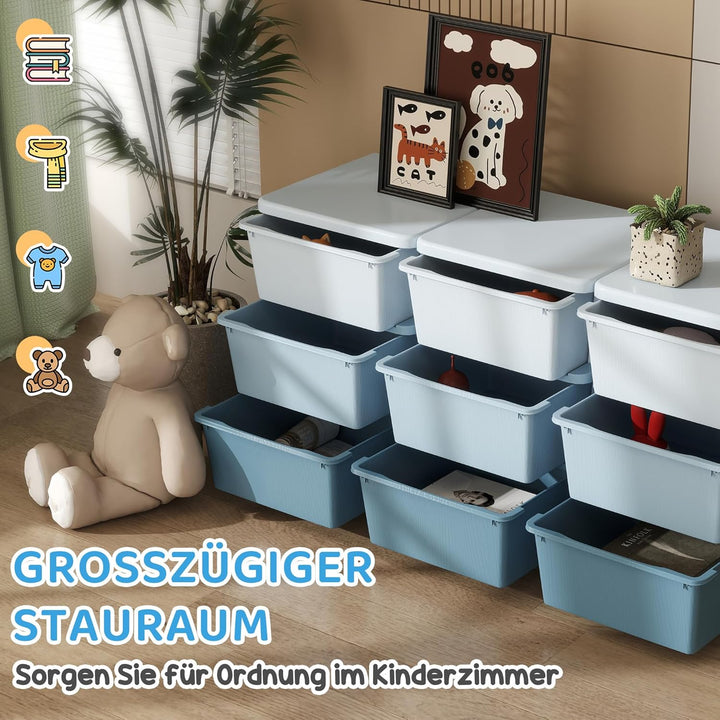 HOMCOM Schubladenschrank für Kinder mit Stauraum Aufbewahrungsboxen Spielzeug-Organizer Spielzeugkis