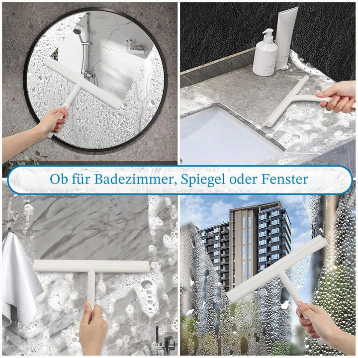 MOSUO Duschabzieher, Abzieher Dusche Silikon mit Halterung ohne Bohren, Abzieher mit Edelstahl-Kern