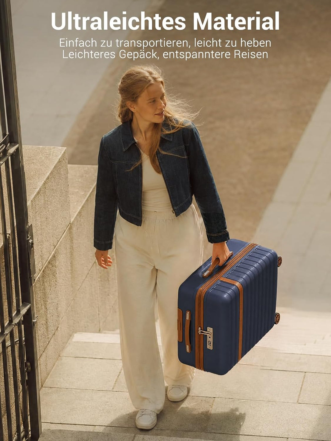 KONO Handgepäck Koffer Trolley Koffer Reisekoffer leicht aus ABS+PC mit 4 Rollen Hartschalenkoffer T