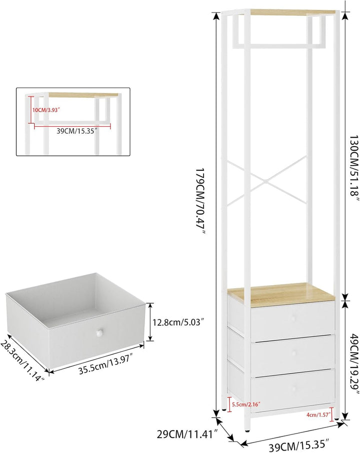 YMYNY Kleiderständer mit Vlies-Schublade, freistehender hoher Schrank-Organizer, hoher Kleiderstände