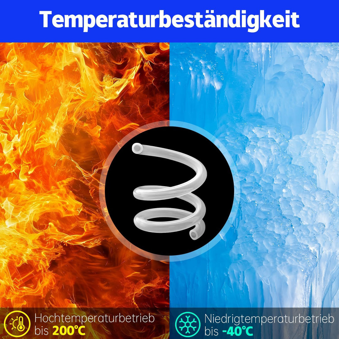 Silikonschlauch - Transparenter Gummischlauch für Haushalt, Trinkwasser, Industrie - 6mm ID x 9mm OD