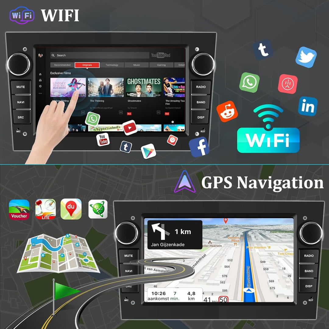 [1+32G] CAMECHO Android 13 Autoradio 2-DIN mit Navi für Opel Corsa Astra Antara Vectra Zafira Meriva