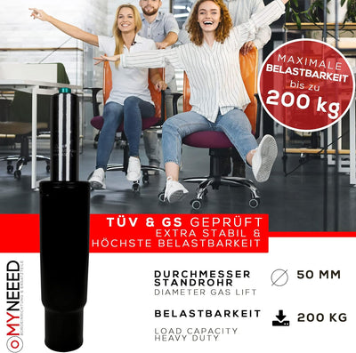 MYNEEED Gasfeder für Bürostuhl - Gasdruckfeder Belastbar bis 200 kg - Gasdruckdämpfer für Drehstuhl,