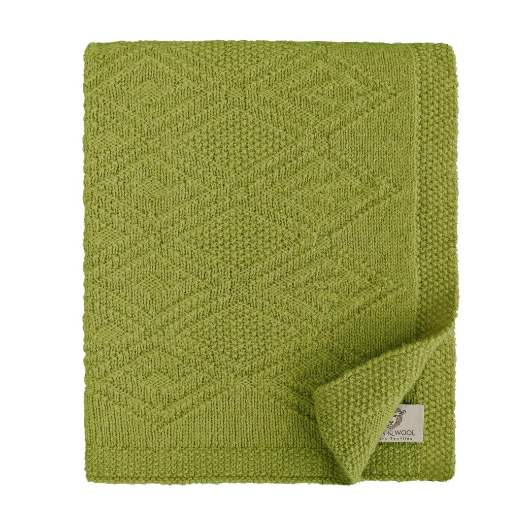 Linen & Cotton Babydecke Gestrickt Lilou Jungen Mädchen -100% Reine Neuseeland Wolle, Grün (85 x 65c