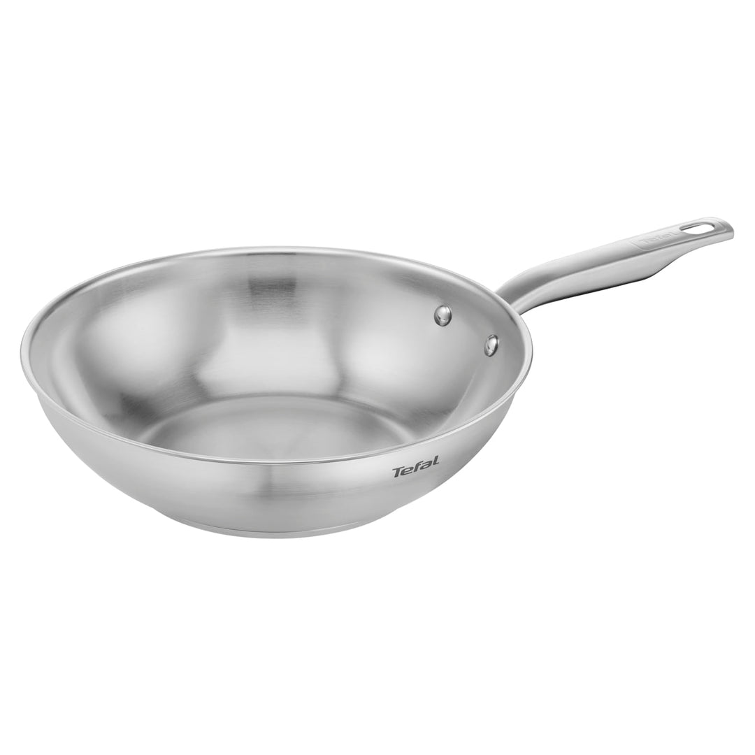 Tefal E49219 Virtuoso Wokpfanne 28 cm | hochwertiger Premium-Edelstahl | unversiegelt | gebürstetes