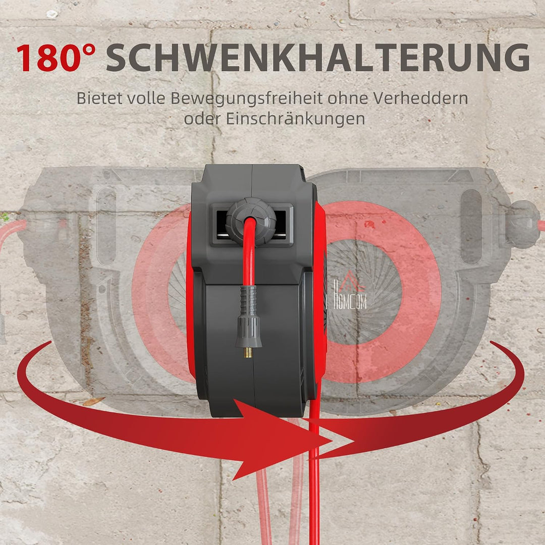 HOMCOM Automatik Druckluftschlauchtrommel 15m+1,5m Druckluftschlauch
