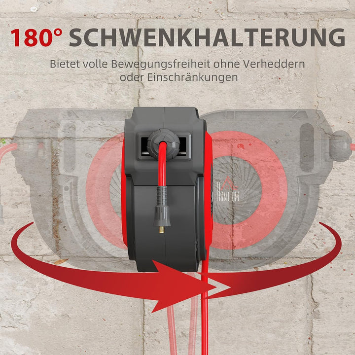 HOMCOM Automatik Druckluftschlauchtrommel 15m+1,5m Druckluftschlauch