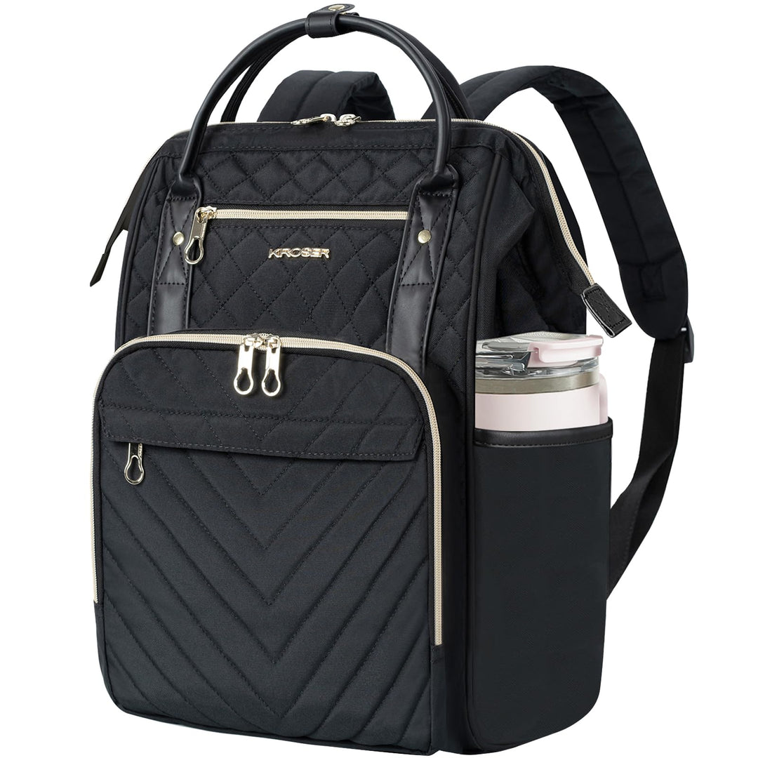 KROSER Laptop-Rucksack Damen 17 Zoll Business Schwarz, Schwarz