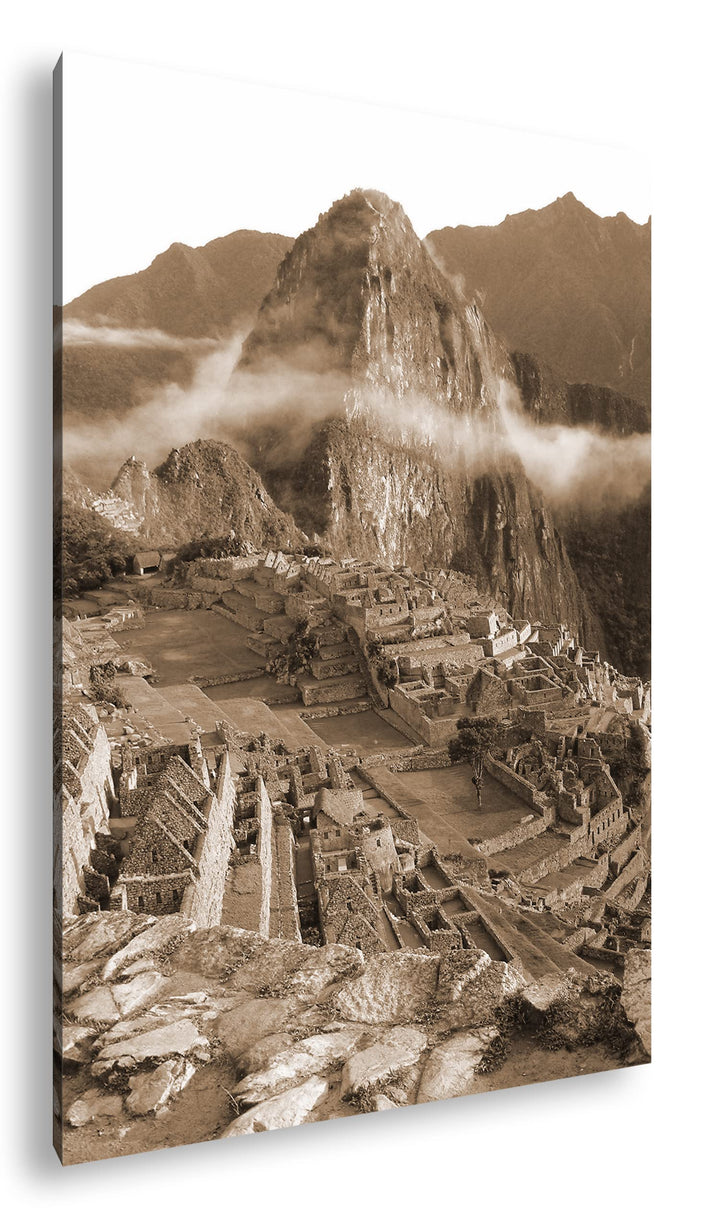 deyoli Machu Picchu Inka Stadt Format: 80x60 Effekt: Sepia als Leinwandbild, Motiv fertig gerahmt au