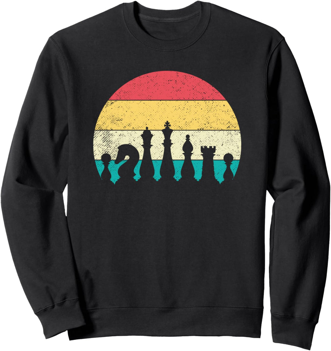 Retro Schachfiguren Schachspieler Geschenk Sweatshirt