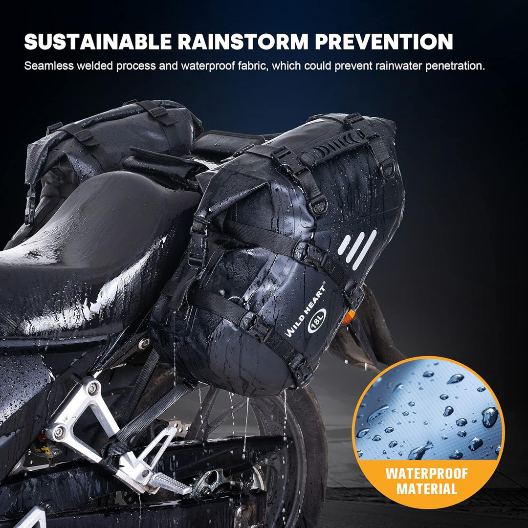 WILD HEART Motorrad-Satteltaschen, wasserdicht, 36 l (18 l x 2), Motorrad-Seitensatteltaschen, Gepäc