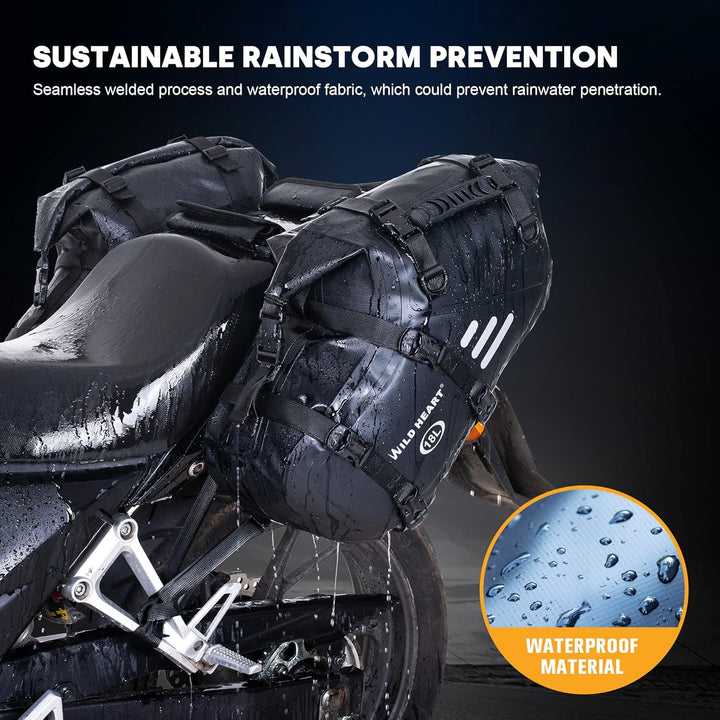 WILD HEART Motorrad-Satteltaschen, wasserdicht, 36 l (18 l x 2), Motorrad-Seitensatteltaschen, Gepäc