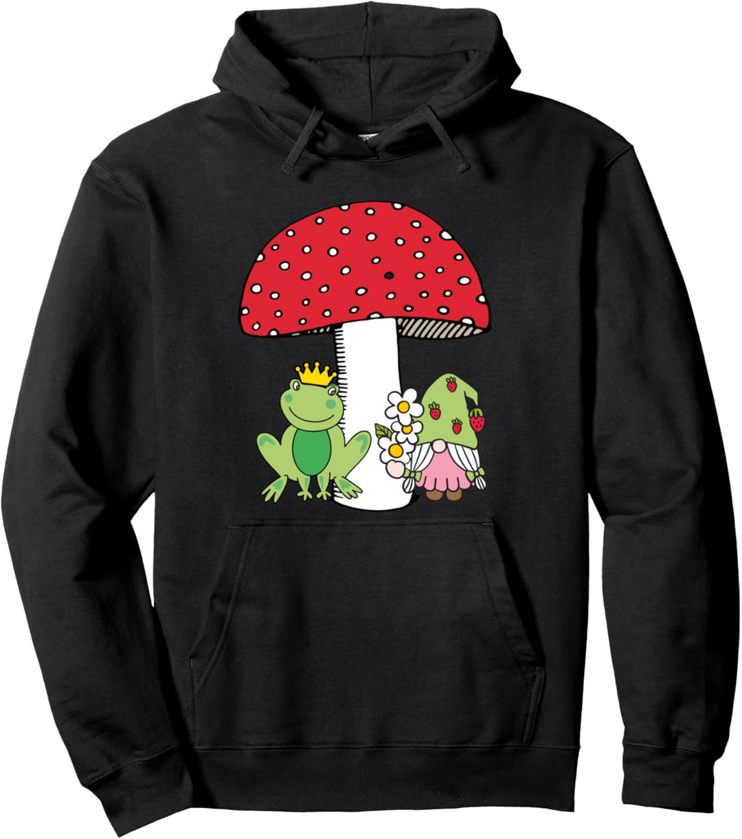 Netter Frosch unter Regenschirm Mädchen Erdbeerzwergwald Pullover Hoodie
