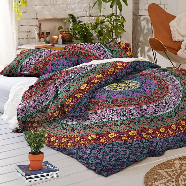 Traditionelle Jaipur Bettbezug Queen Size, indischen Mandala Baumwolle Werfen, Bohemian Doona, Boho