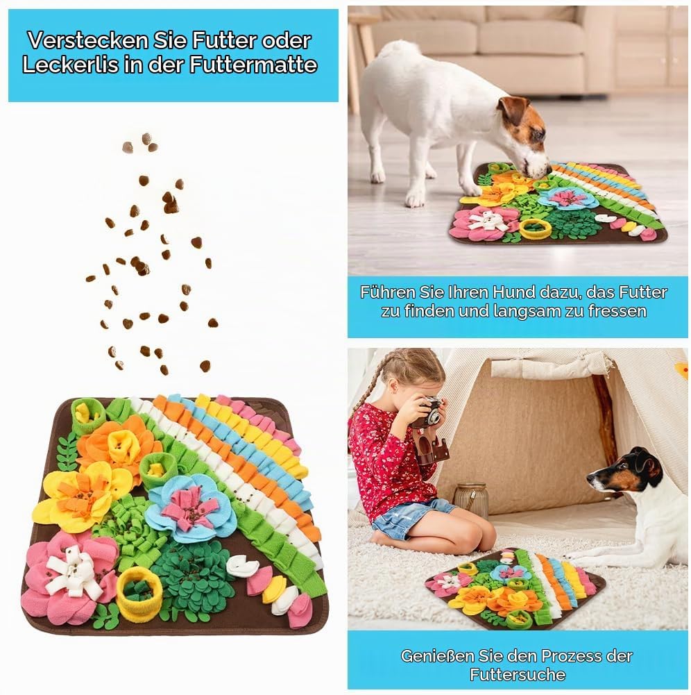OSDUE Schnüffelteppich Hund, Futterschnüffel-Futtermatte, Hunde-Schnüffelmatte Welpen-Trainingsmatte
