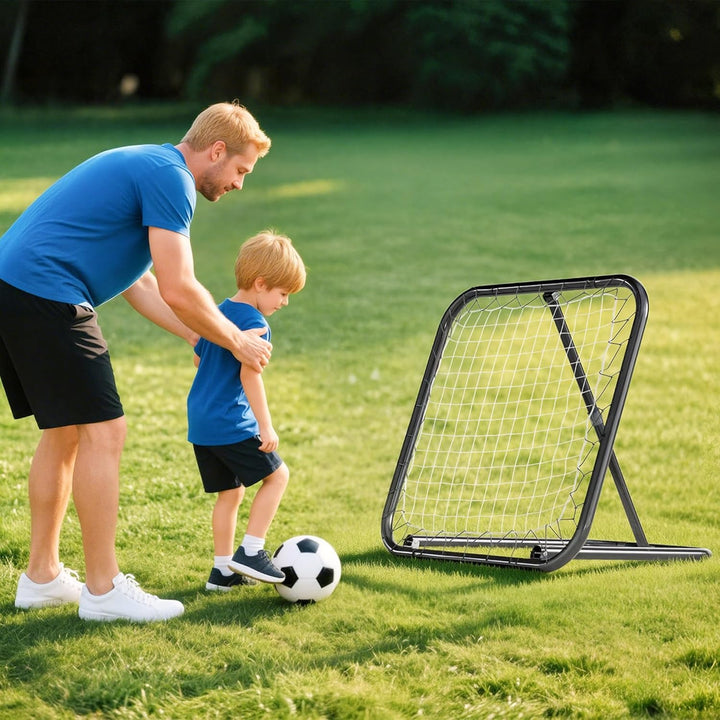 HOMCOM Rebounder für Fussball, 78 x 84 cm Prellwand mit Heringen, verstellbar in 5 Stufen, tragbar,