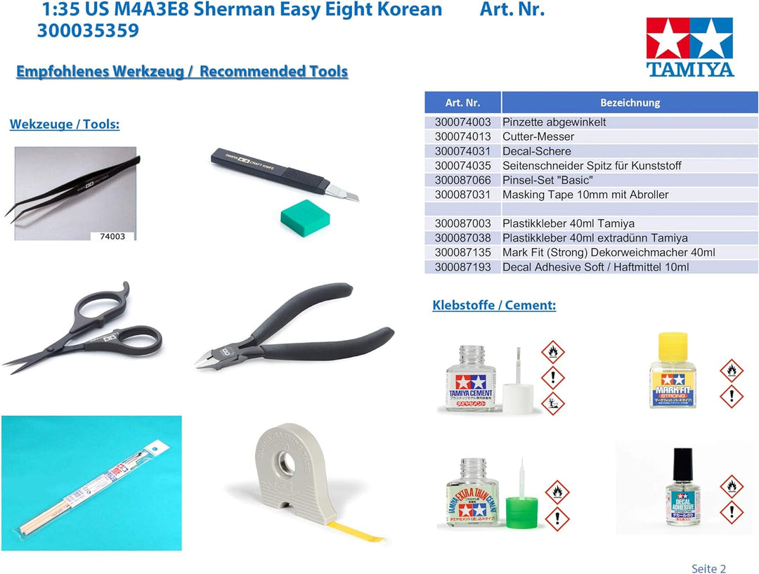 Tamiya 300035359 1/35 Medium Tank Plastikmodellbausatz Militär 1:35 US M4A3E8 Sherman Easy Eight Kor