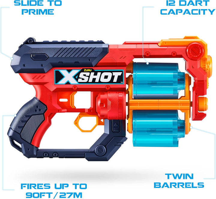 XSHOT Excel Xcess Foam Dart Blaster (2er Pack TK-12, 48 Darts), 36481-2022, Rot