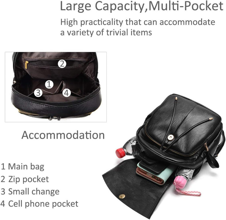 NICOLE&DORIS Mode Frauen Rucksack Mini Rucksack Leder Damen Rucksack Umhängetasche Geldbörsen Mädche