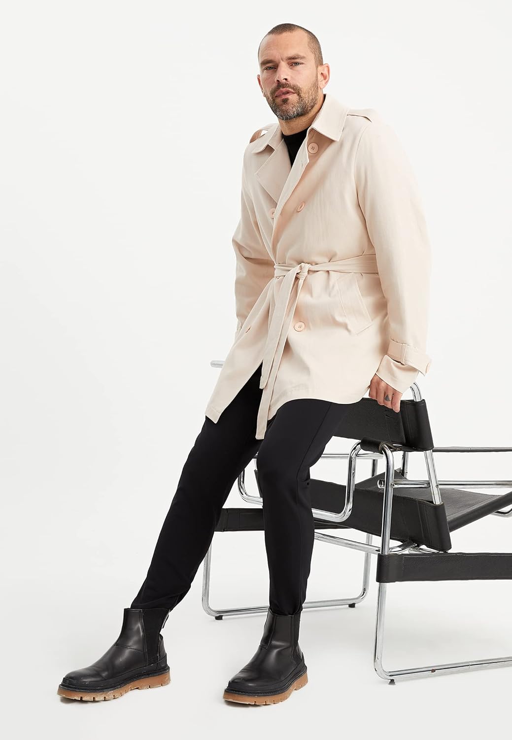 Leif Nelson Trenchcoat Herren kurze Jacke Kurzmantel Halbmantel Business Übergangsjacke Männer Lange