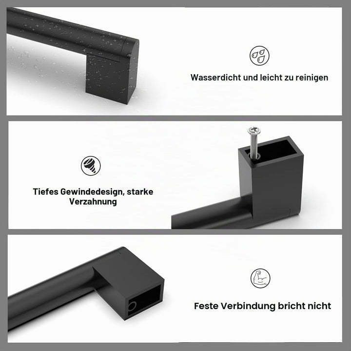 Amerdeco 10 Stück Möbelgriffe Edelstahl Schwarz 256mm Lochabstand Schrankgriffe für Küche, Schublade