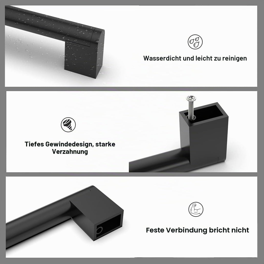 Amerdeco 10 Stück Möbelgriffe Edelstahl Schwarz 160mm Lochabstand Schrankgriffe für Küche, Schublade