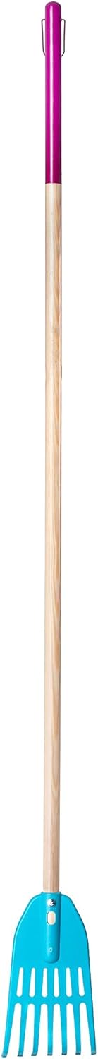 KADAX Rechen, Laubrechen aus Kunststoff für Damen, Harke mit langem Stiel aus Holz, Laubfächer für G