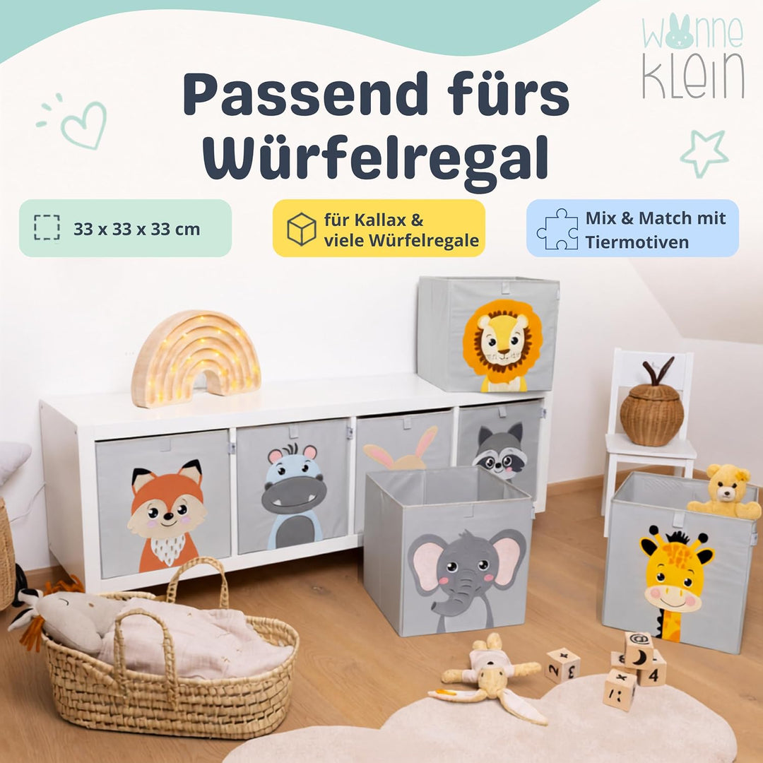 Aufbewahrungsbox Kinder für Kallax Regal I Einsatz Kinderregal I Faltbox 33x33x33 Kinderzimmer I Box