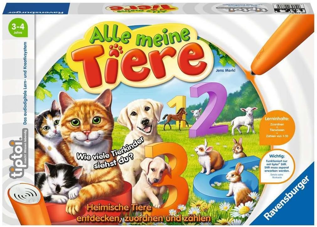 Ravensburger tiptoi 00776 - Alle meine Tiere - Spiel ab 3 Jahren - Lerne spielerisch die Zahlen von