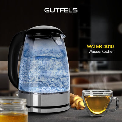 GUTFELS Wasserkocher Water 4010 | Elektrischer Wasserkocher 1,7 Liter | 2200 Watt | Anti Kalk | Über