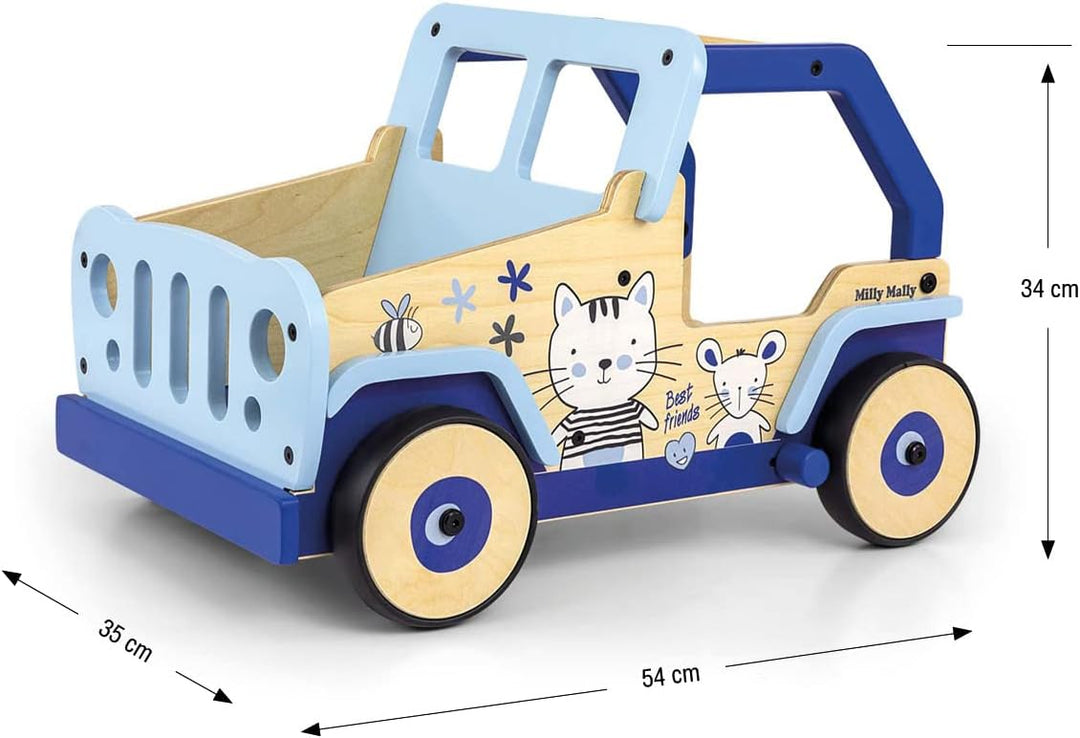 Milly Mally Explorer Kinder Lauflernwagen Holz Baby Push Pull Lauflernhilfe Spielzeug für 1-3 Jahre