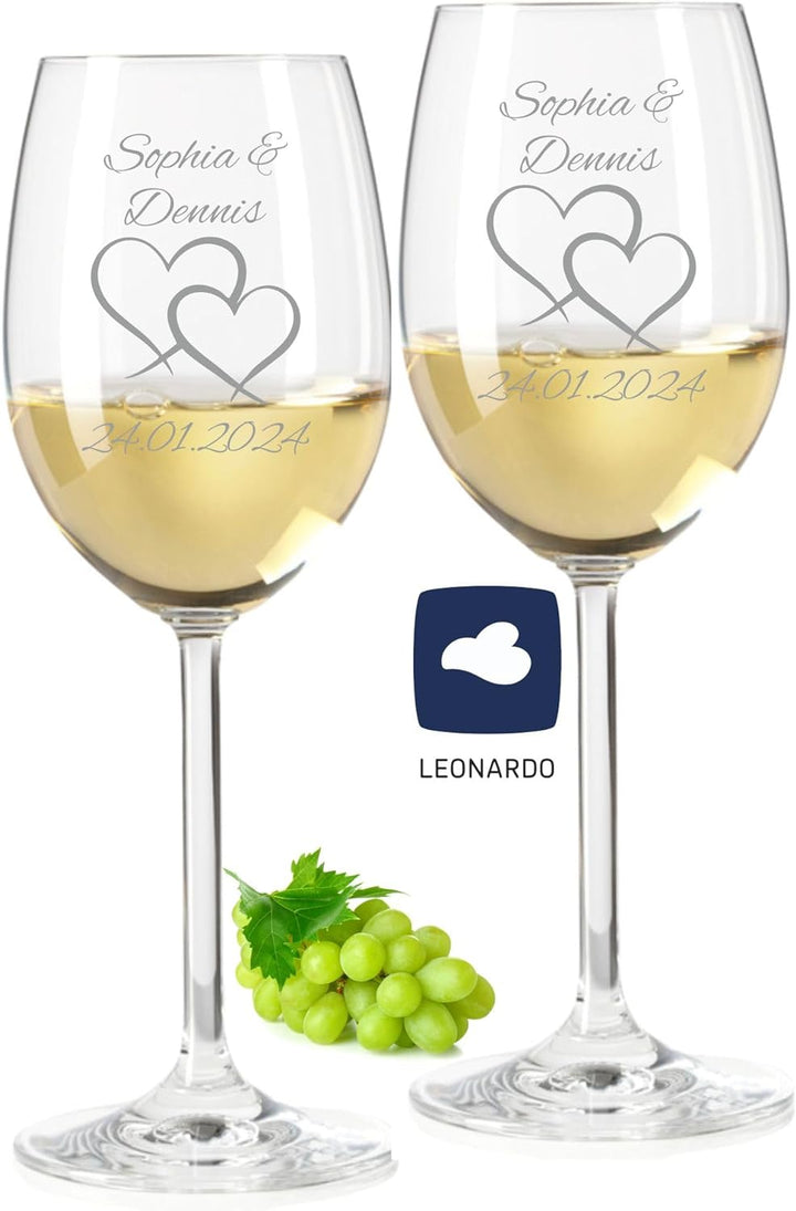 Geschenk zum Valentinstag – Wein Geschenksets – Weinglas mit Gravur 370ml – Hochzeitsgeschenke – Ges