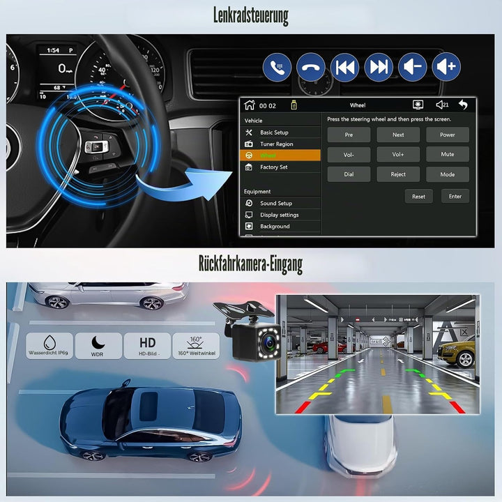 CAMECHO Autoradio 1 Din Wireless Carplay mit 7 Zoll Touchscreen Bluetooth Radio Manuelle Ausfahrbare
