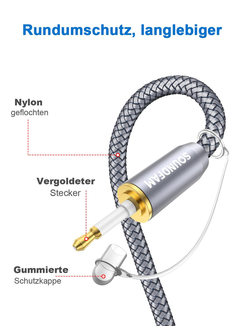 SOUNDFAM 3m Mini-TOSLINK Optisches Audiokabel Mini-TOSLINK auf TOSLINK, Digitales S/PDIF/Glasfaserka